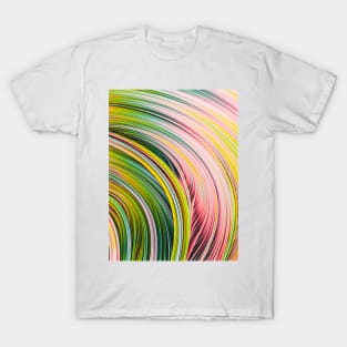 Pink, Yellow & Green Abstract Colorful Art Strands T-Shirt